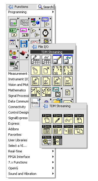 TDMS in LabVIEW Palette